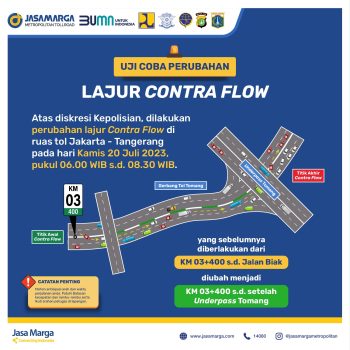 Hati Hati Ada Uji Coba Contra flow di Ruas Tol Jakarta-Tangerang
