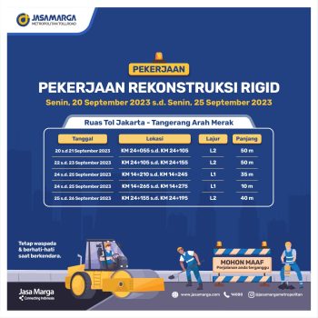 Jasa Marga Lakukan Pekerjaan Rekonstruksi Perkerasan Pada Ruas Tol Jakarta-Tangerang
