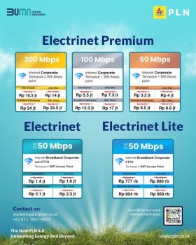 Kini Pelanggan Korporat PLN Bisa Pasang Listrik dan Internet Sekaligus