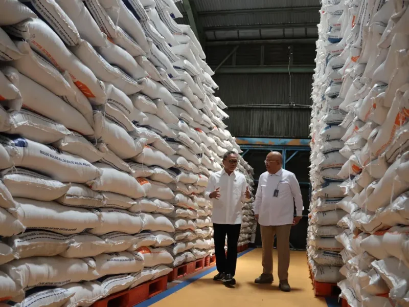Menko Pangan Zulhas Lihat Gudang Bulog untuk Pastikan Stok Beras Aman