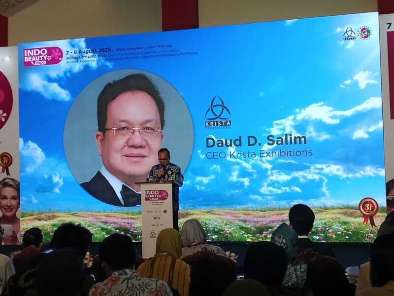CEO Krista Exhibitions, Daud D. Salim, dalam pembukaan Indobeauty Expo 2025. Foto: Ratih