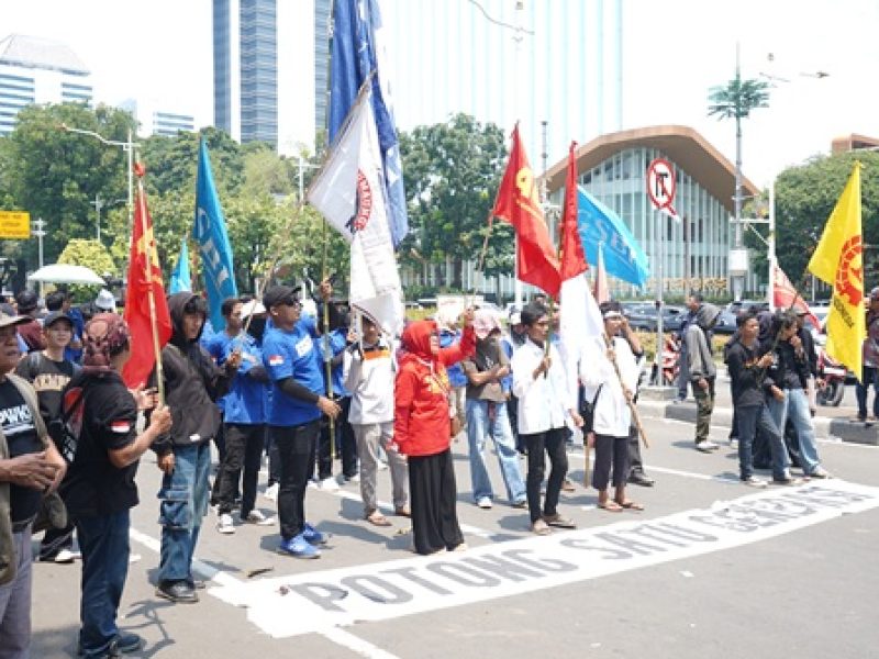 Serikat Petani Indonesia (SPI) menggelar aksi massa di depan Istana Kepresidenan, Jakarta, Selasa (24/9). Foto: Gema/Peluang