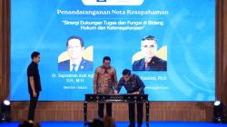 penandatanganan Nota Kesepahaman tentang Sinergi Dukungan Tugas dan Fungsi di Bidang Hukum dan Ketenagakerjaan yang dilaksanakan pada Kamis (11/9/2025) di Jakarta.