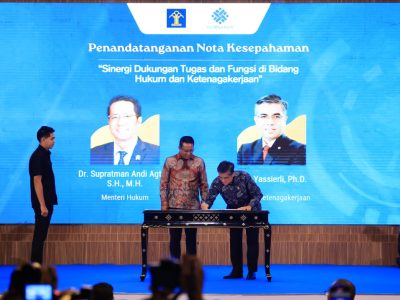Kemnaker-Kemenkum Perkuat Sinergi Bidang Hukum dan Ketenagakerjaan