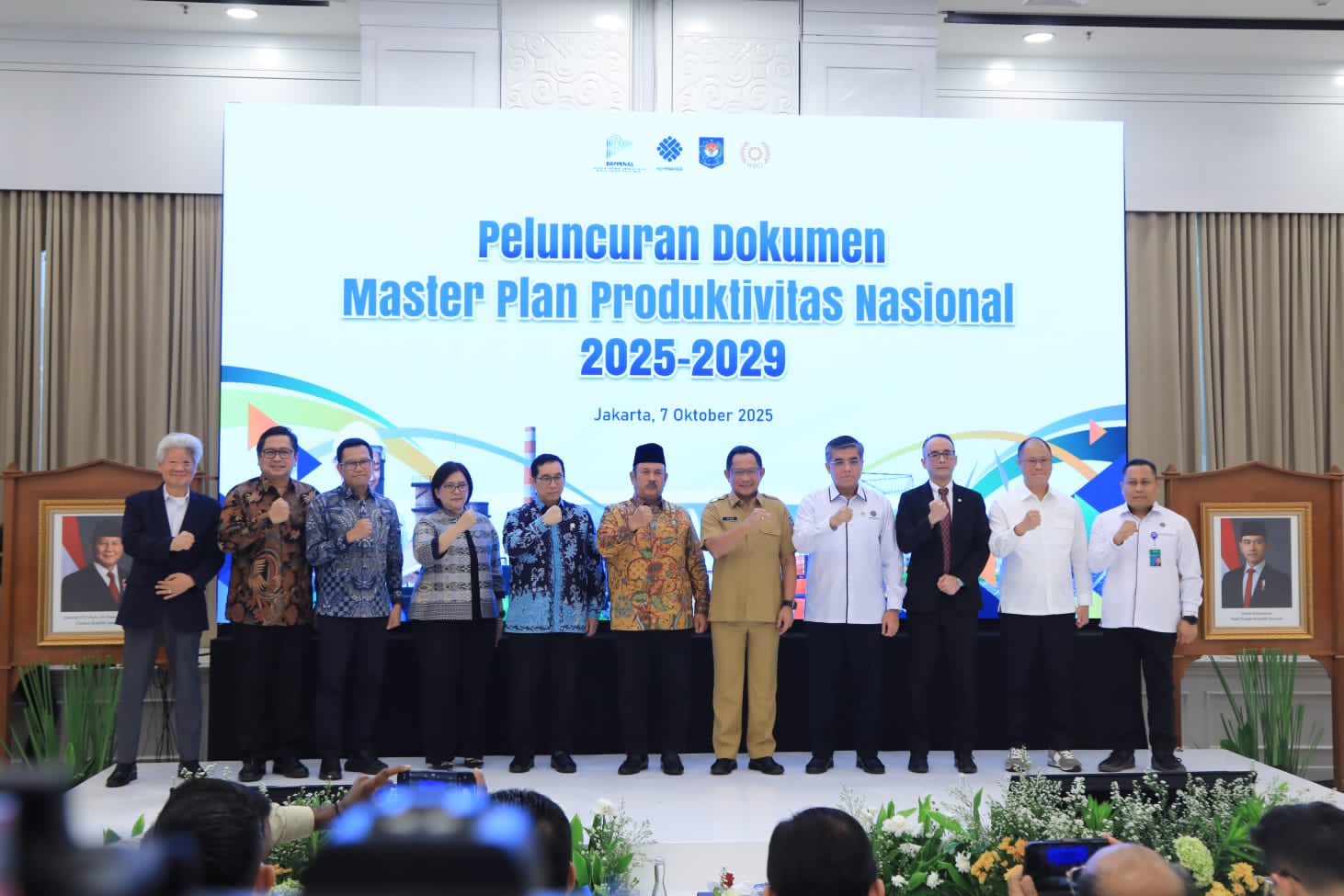 Peluncuran Dokumen Master Plan Produktivitas Nasional 2025–2029 di Kantor Kementerian PPN/Bappenas, Jakarta, Selasa (7/10/2025).