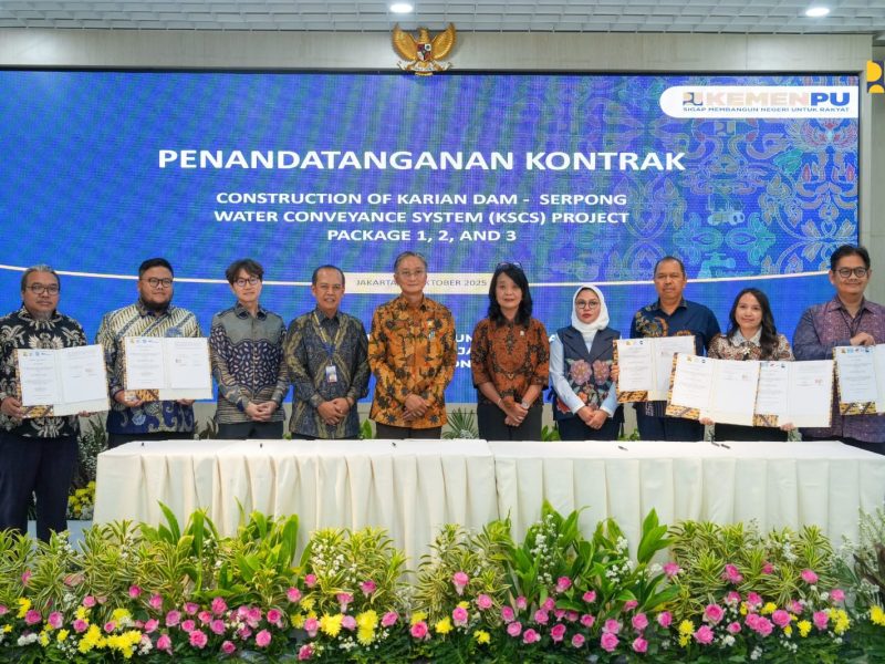 Kementerian Pekerjaan Umum menandatangani kontrak pekerjaan konstruksi Karian Dam–Serpong Water Conveyance System (KSCS) Paket 1, 2, dan 3 di Jakarta.
