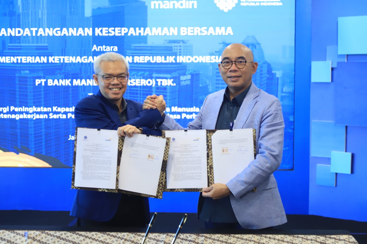 Kesepakatan ini ditandai dengan penandatanganan nota kesepahaman antara Sekretaris Jenderal Kemnaker, Cris Kuntadi, dan SEVP Hubungan Kelembagaan Bank Mandiri, Dadang Ramadhan Putranto.