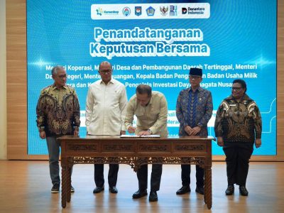 Menkop Teken SKB Untuk Percepat Pembangunan Gerai dan Gudang Kopdes/ Kel Merah Putih