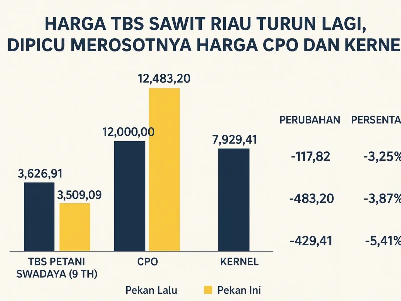 Harga TBS Sawit Riau Turun Lagi, Dipicu Merosotnya Harga CPO dan Kernel