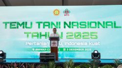Mendag Busan saat menghadiri Temu Tani Nasional 2025 dan Rakernas HKTI 2025 bertema “Pertanian Maju, Indonesia Kuat” pada Rabu (3/12) di Balai Besar Pelatihan Manajemen dan Kepemimpinan Pertanian, Ciawi, Bogor.