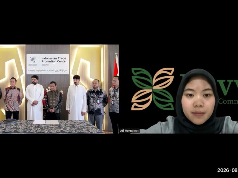 Penandatanganan kontrak pembelian atau Sales Purchase Agreement (SPA) antara PT Navva Nusantara Commodities dari Indonesia dan Al Nafea Foods Co. dari Arab Saudi. Foto: kemendag/peluangnews